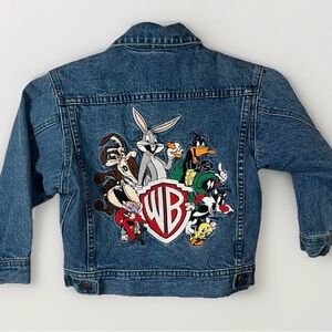 Looney Tunes Toddler Kids XS Denim Jean Jacket Embroidered Vintage 1996 WB